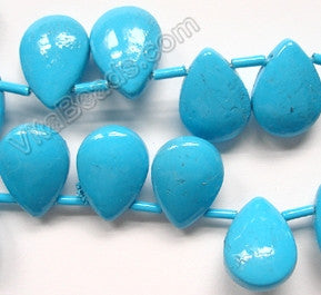 Paint Crystal Beads - Blue TQ  -  13x18mm Smooth Briolette  6"