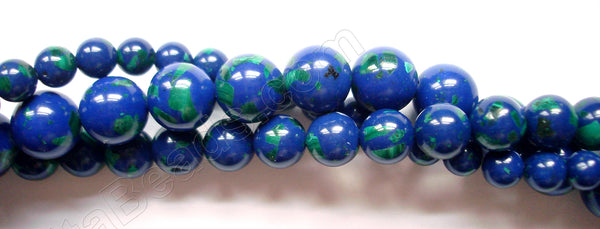 Azurite Malachite Natural AA Rainbow -  Smooth Round Beads 16"