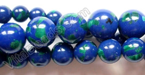 Azurite Malachite Natural AA Rainbow -  Smooth Round Beads 16"