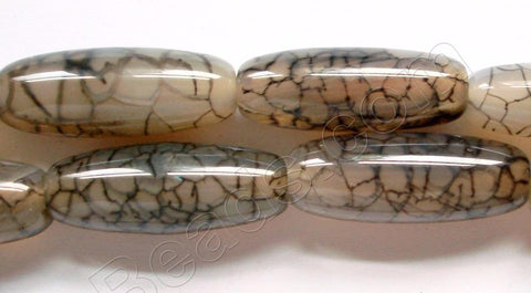 Grey Fire Agate  -  Smooth Long Rice  16"