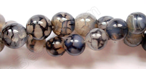 Black Fire Agate  -  Smooth Round Beads  16"