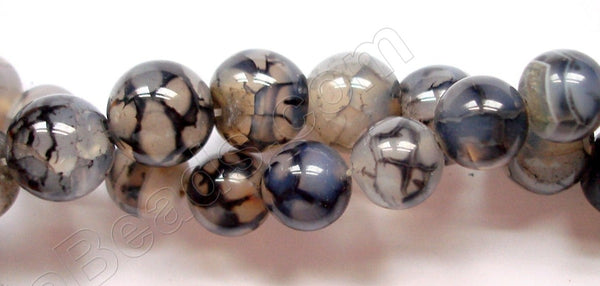 Black Fire Agate  -  Smooth Round Beads  16"