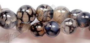 Black Fire Agate  -  Smooth Round Beads  16"