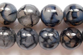 Black Fire Agate  -  Big Smooth Round Beads  16"