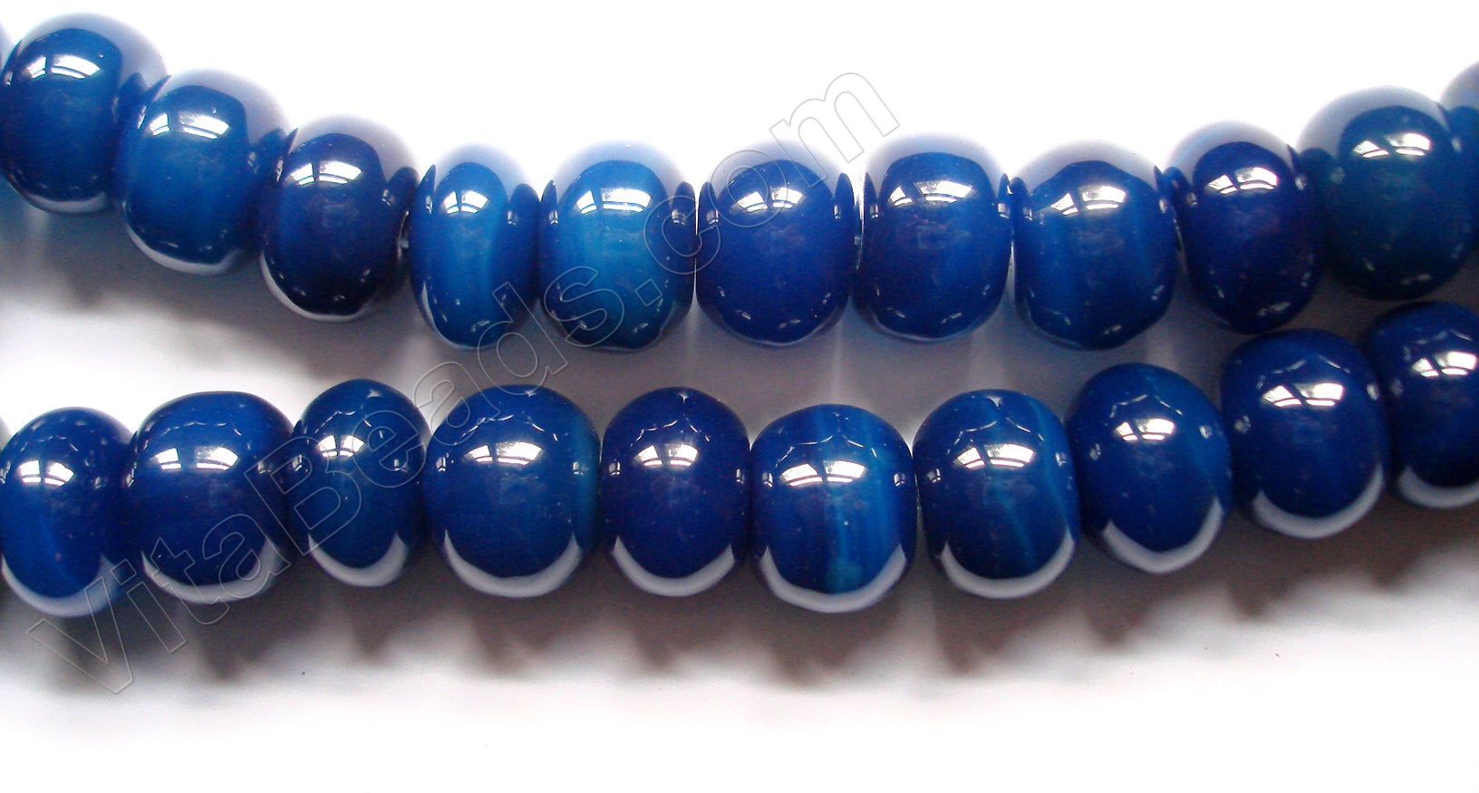 Blue Sardonix Agate  -  Big Smooth Rondels  14"