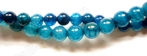 Blue Fire Agate  -  Smooth Round Beads  15"