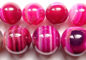 Fuchsia Orchid Sardonix Agate -  Big Smooth Round Beads  16"