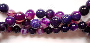 Purple Sardonix Agate  -  Smooth Round Beads  16"