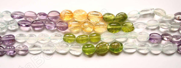 Multicolor Gems (4 Colors)  -  6-10mm Flat Oval 15"
