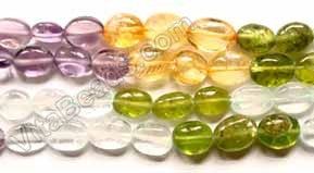 Multicolor Gems (4 Colors)  -  6-10mm Flat Oval 15"