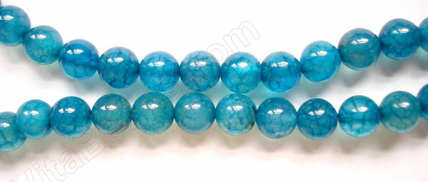 Blue Fire Agate  -  Smooth Round Beads  15"