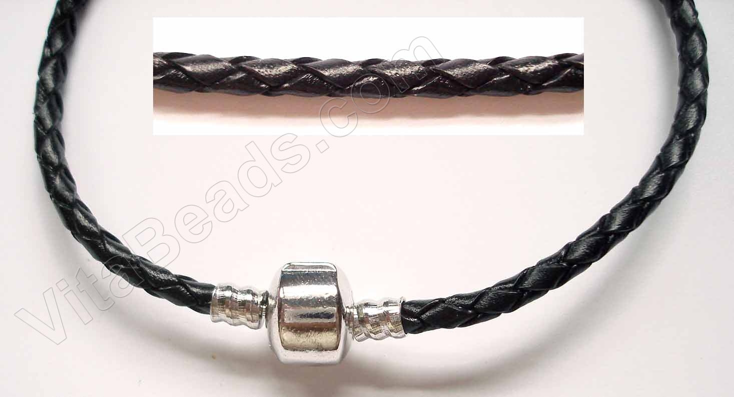 Accesories - Pandora Genuine Leather Braid Cord - 3mm Black