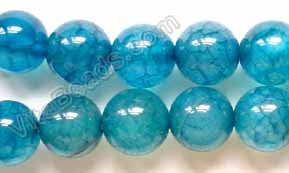 Blue Fire Agate  -  Smooth Round Beads  15"