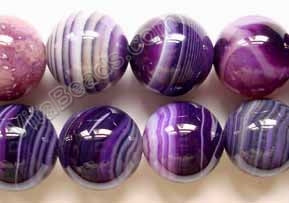 Purple Sardonix Agate -  Big Smooth Round Beads  16"