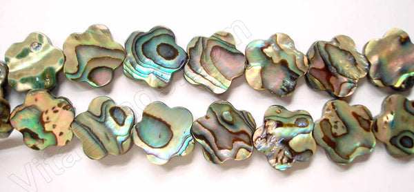 Abalone  -  16mm Flat 5-petal Flower Beads  16"