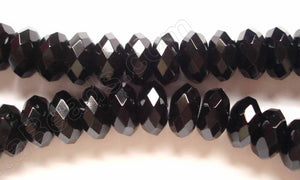 Black Onyx AA  -  Faceted Rondel, Saucer Beads 16"