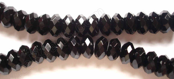 Black Onyx AA  -  Faceted Rondel, Saucer Beads 16"