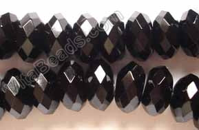 Black Onyx AA  -  Faceted Rondel, Saucer Beads 16"