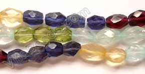 Multi Gems 5 Color  -  6-8mm Faceted Oval  14"