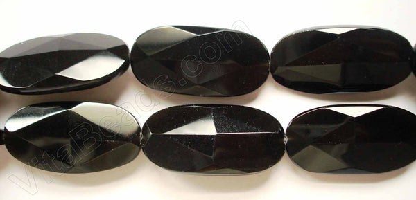 Black Onyx  (Natural) AA  -  Faceted Diamond Cut Long Oval  16"