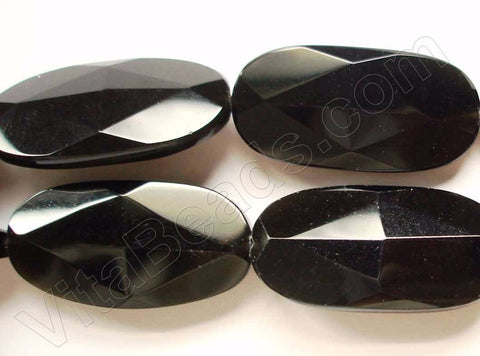 Black Onyx  (Natural) AA  -  Faceted Diamond Cut Long Oval  16"