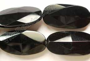 Black Onyx  (Natural) AA  -  Faceted Diamond Cut Long Oval  16"