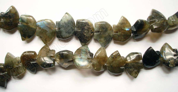 Labradorite  -  Carved Bear Beads  16"