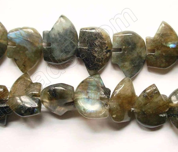 Labradorite  -  Carved Bear Beads  16"