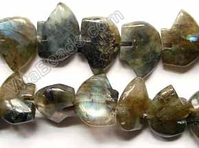 Labradorite  -  Carved Bear Beads  16"
