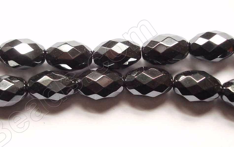 Hematite  -  Faceted Rice  16"