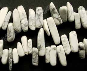 Howlite White  -  Smooth Sticks 16"     15 - 25 mm