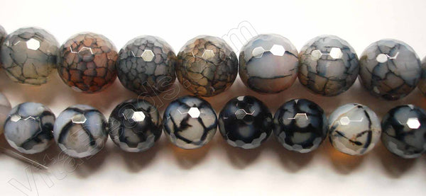 Light black Fire Agate  -  Faceted Round  15"