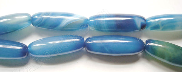 Blue Sardonix Agate  -  Smooth Long Rice  16"