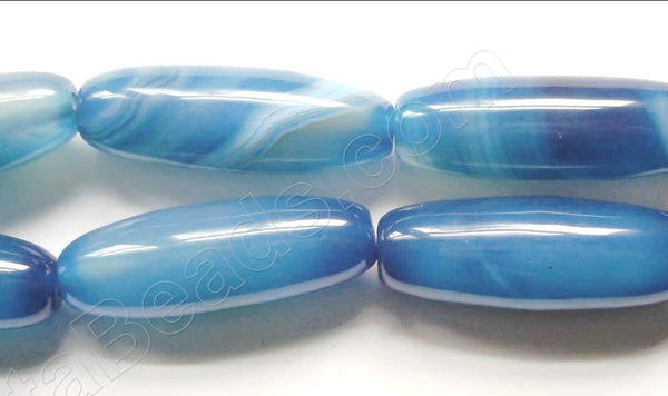 Blue Sardonix Agate  -  Smooth Long Rice  16"