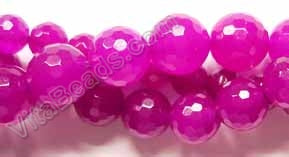 Dyed Jade Fuchsia Purple  -  Faceted Round  16"