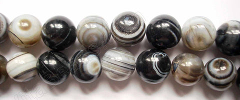 Brazilian Sardonix Agate  -  Big Smooth Round Beads  16"