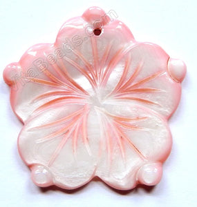 Carved Shell Pendant 5-petal - Pink