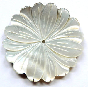Carved Shell Pendant Dandelion - Natural Cream