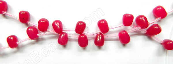 Dyed Cherry Jade -  Round Teardrops Topdrilled  16"