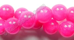 Magenta Candy Jade - Smooth Round Beads  16"