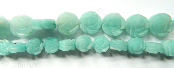 Amazonite - Carved Rose Coin Strand 16"