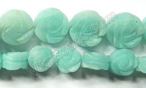 Amazonite - Carved Rose Coin Strand 16"