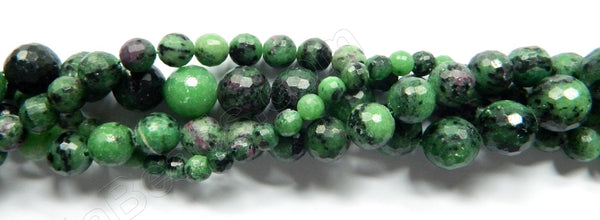 Roby Zoisite  -  128 Cut Faceted Round  16"