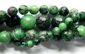Roby Zoisite  -  128 Cut Faceted Round  16"