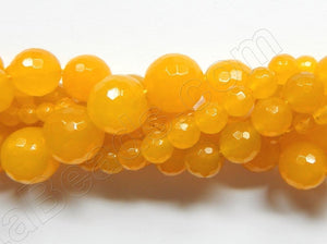 Dyed Yellow Jade  -  Faceted Round  16"