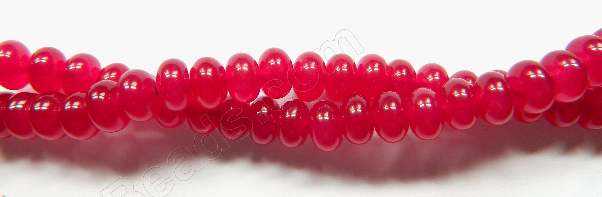 Red Jade   -  Smooth Rondels  16"     5 x 8 mm