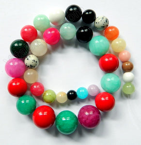 Mixed Color Jade Dark Graduated Necklace 16"