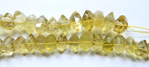 Lemon Quartz (Natural) AA  -  Center Cut Faceted Tumble, Big Faceted Rondel  16"