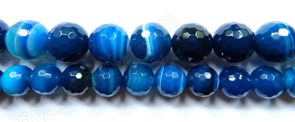 Blue Sardonix Agate w/ Lines  -  Faceted Round  16"