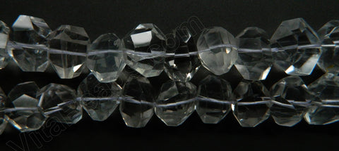 Natural Crystal AA  -  Center Cut Faceted Tumble  16"     12 - 18 mm